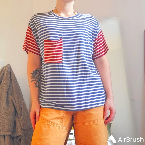 3/20$ ● GINGER G STRIPED T-SHIRT WITH POCKET • M - Picture 4 of 6